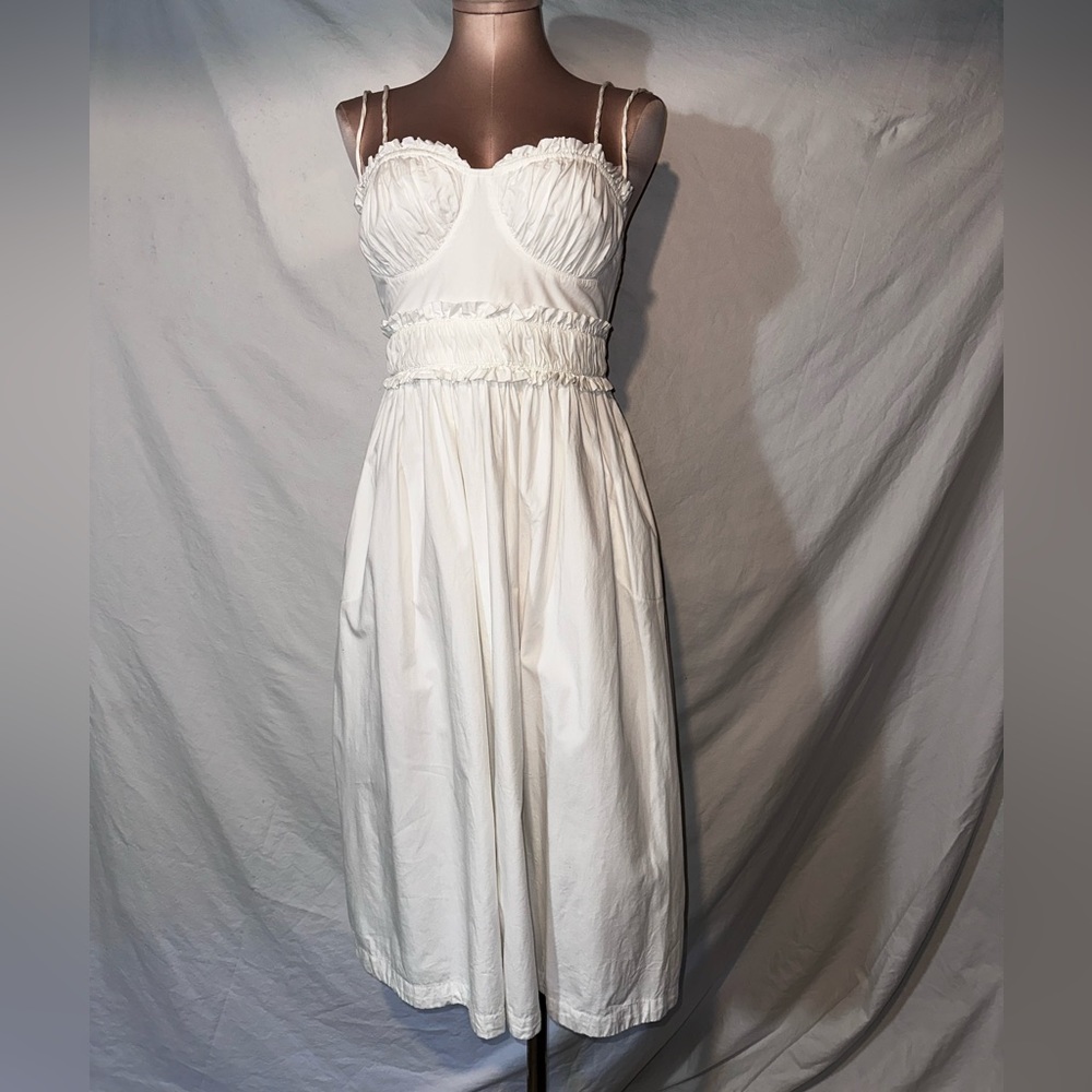 By Anthropologie Corset Midi Dress|size xs|white summer dress NWOT